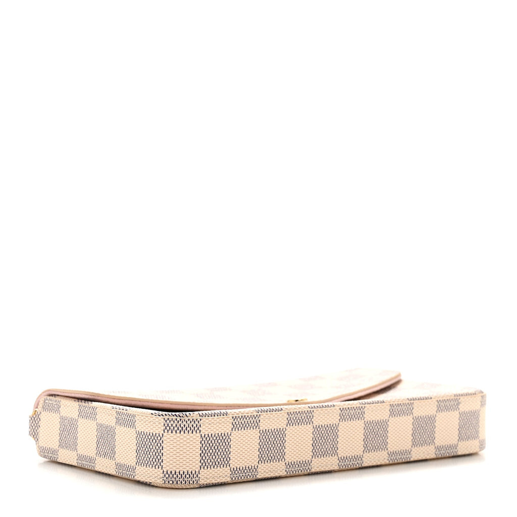Damier Azur Pochette Felicie Chain Wallet Rose Ballerine