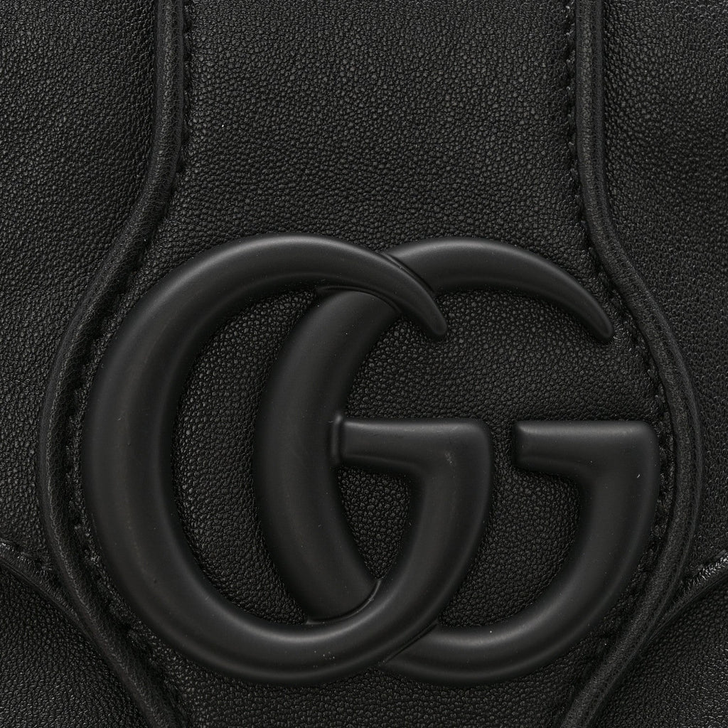 Goatskin Small GG Monochrome Aphrodite Shoulder Bag Black
