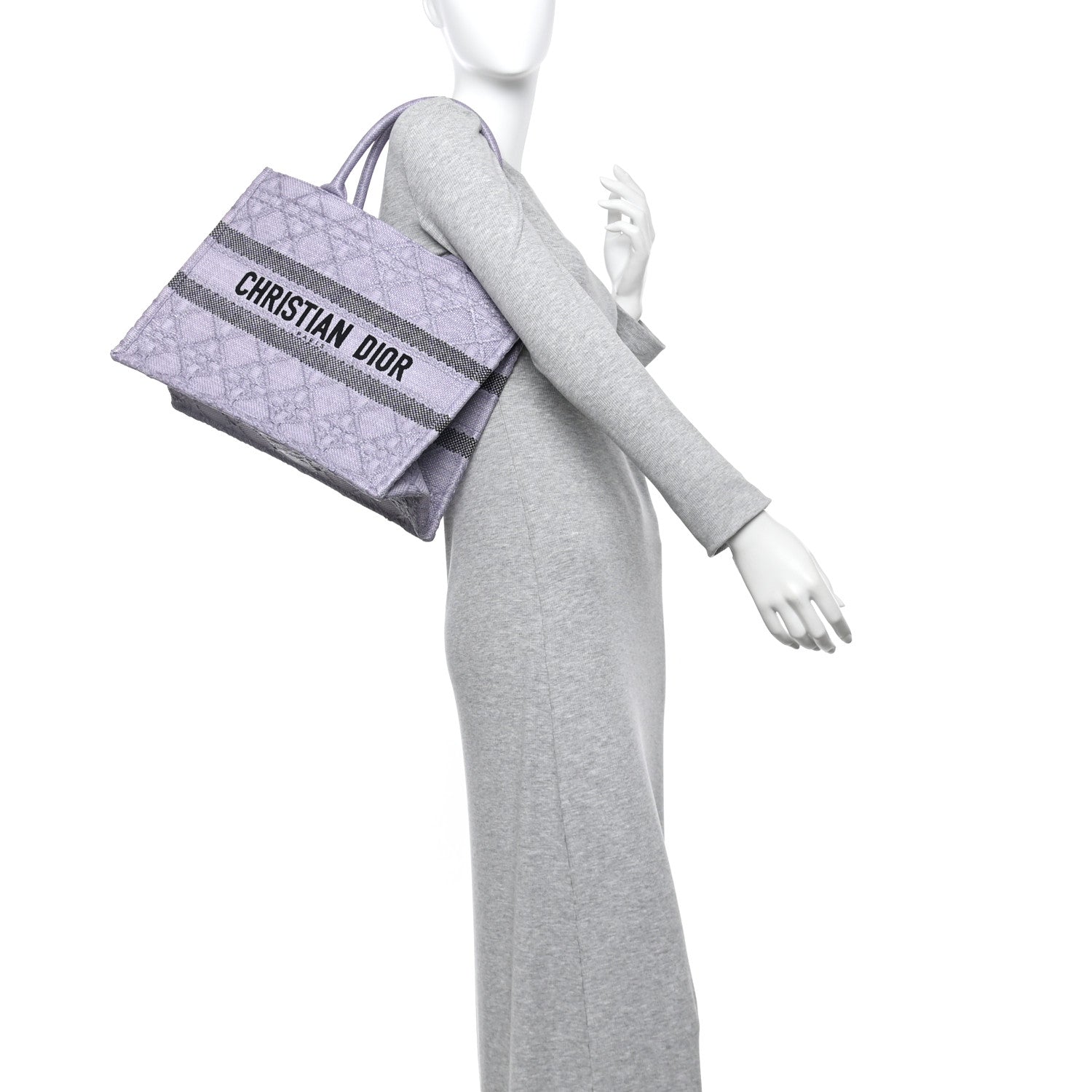Raffia Cannage Medium Book Tote Lilac