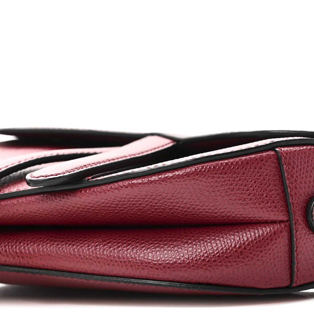 Grained Calfskin Mini Saddle Bag Red