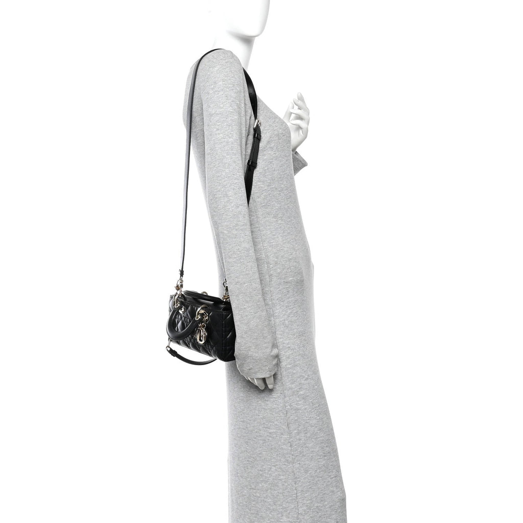 Lambskin Cannage Small Lady D-Joy Black