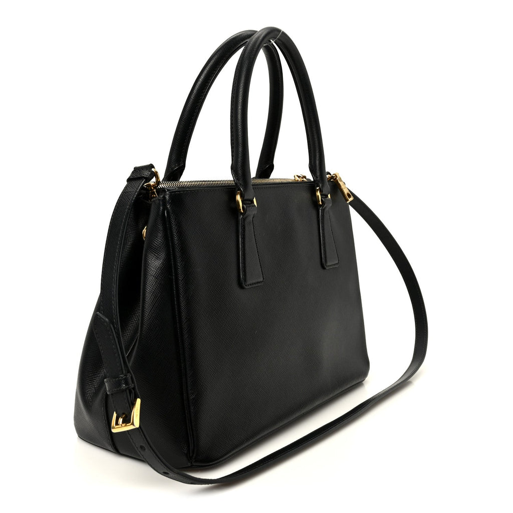 Saffiano Small Galleria Double Zip Tote Black