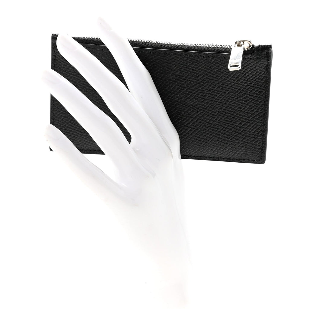 Grained Calfskin Zipped  Holder Black