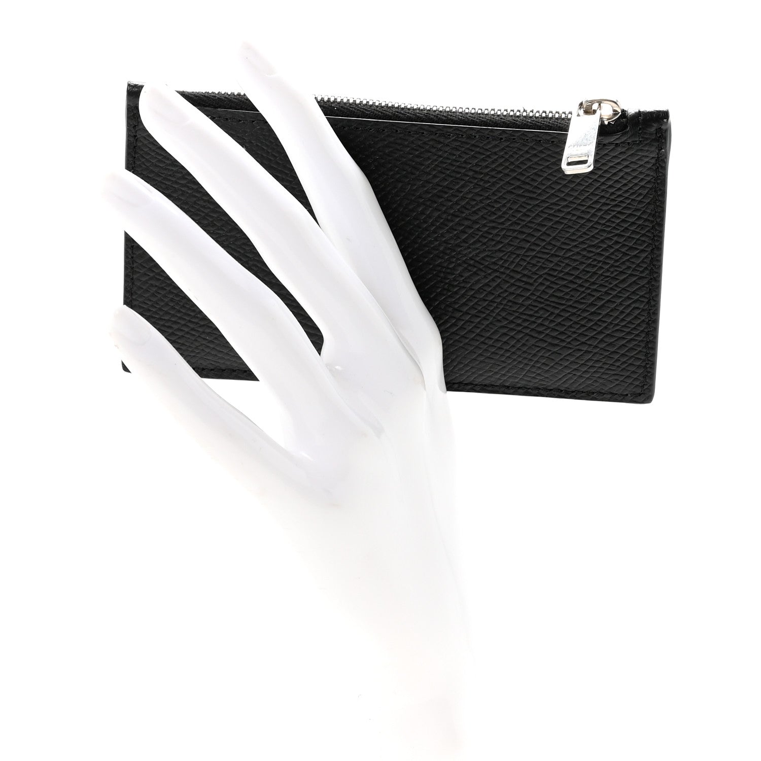 Grained Calfskin Zipped  Holder Black