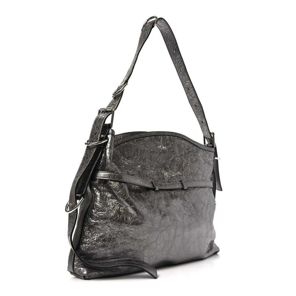 Metallic Calfskin Medium Voyou Bag Silver
