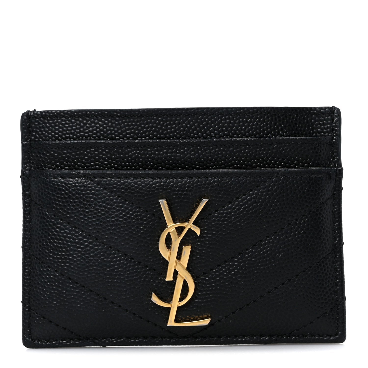 Grain De Poudre Matelasse Chevron Monogram Credit  Case Black