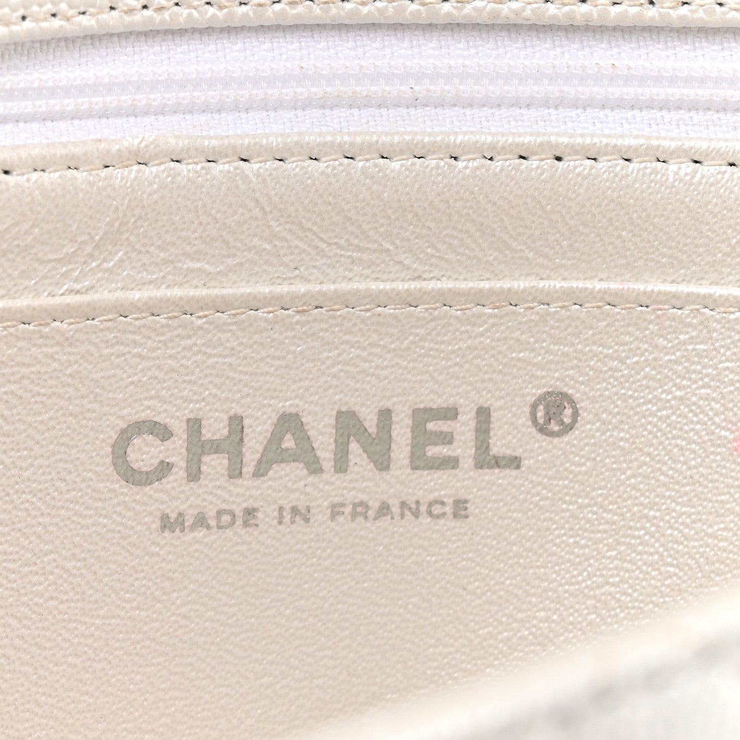 Metallic Caviar Quilted Mini Top Handle Rectangular Flap White