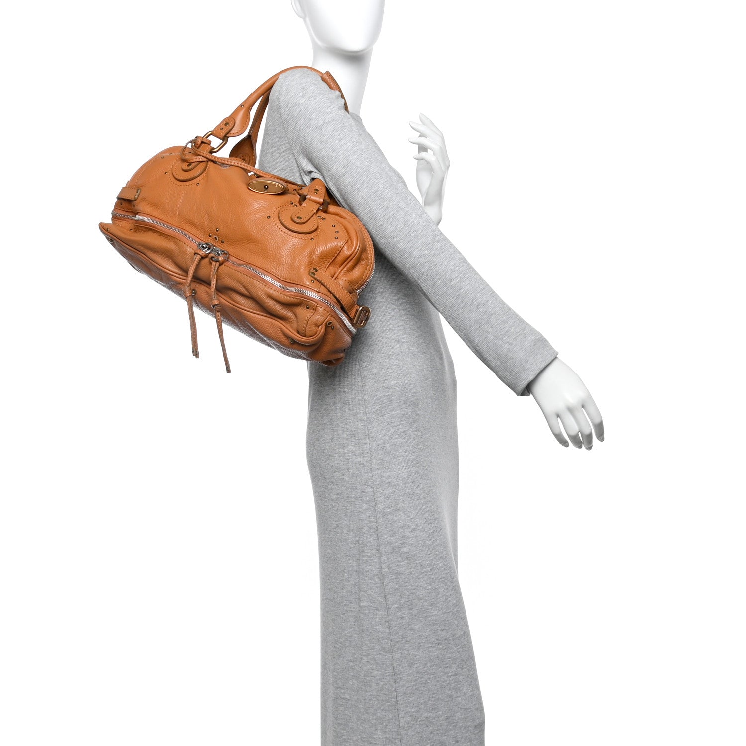 Calfskin Large Paddington Satchel Beige