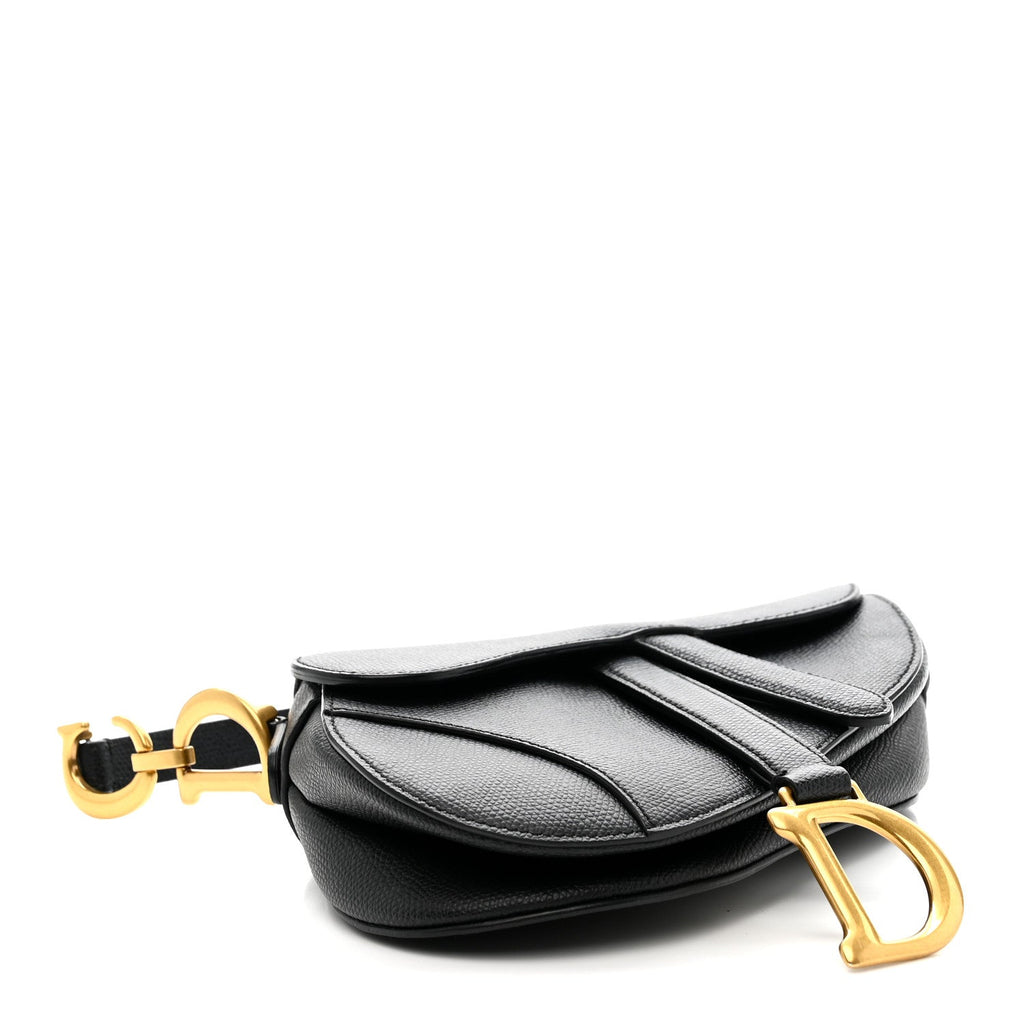 Grained Calfskin Mini Saddle Bag Black