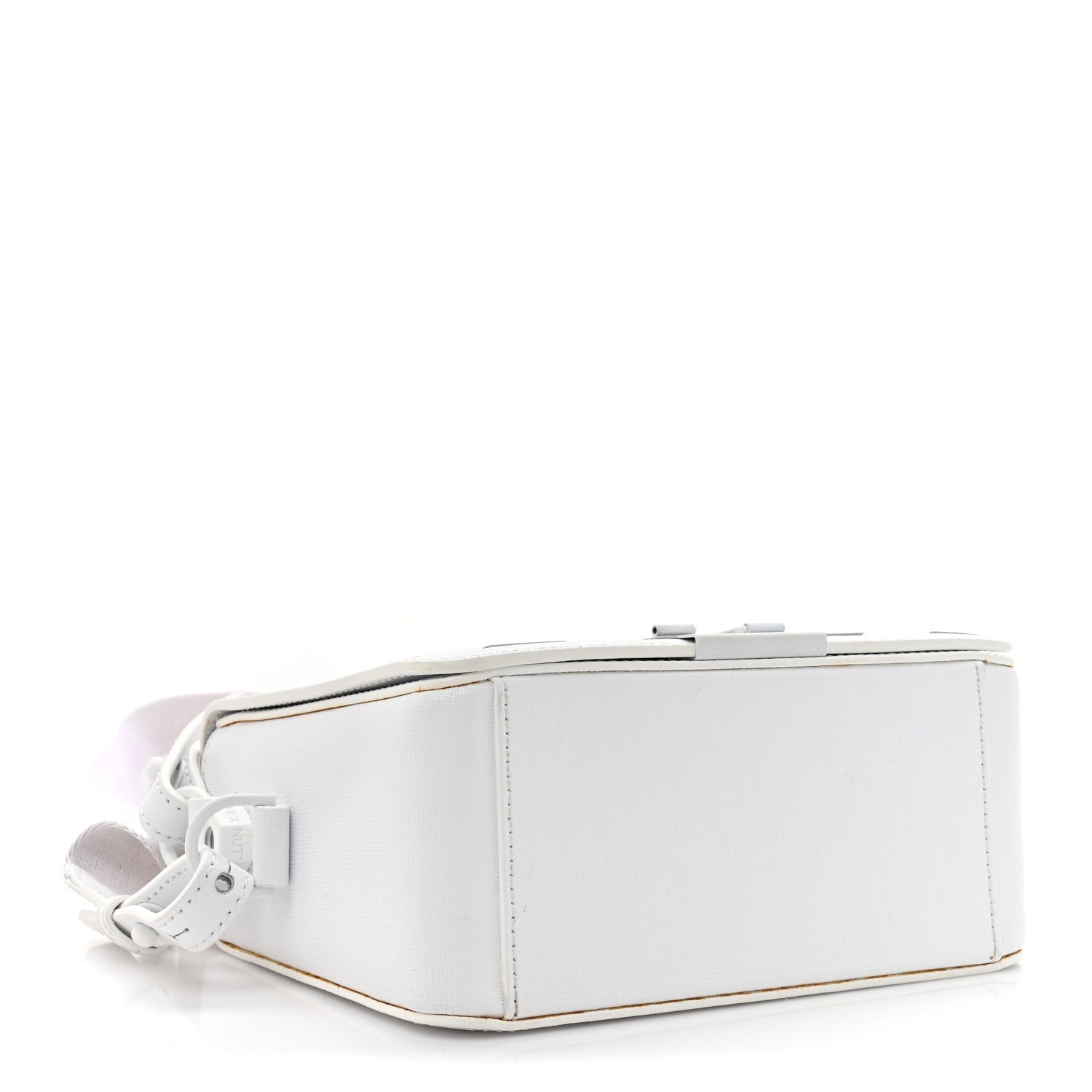 Saffiano Striped Mini Diag Binder Clip Bag White Black
