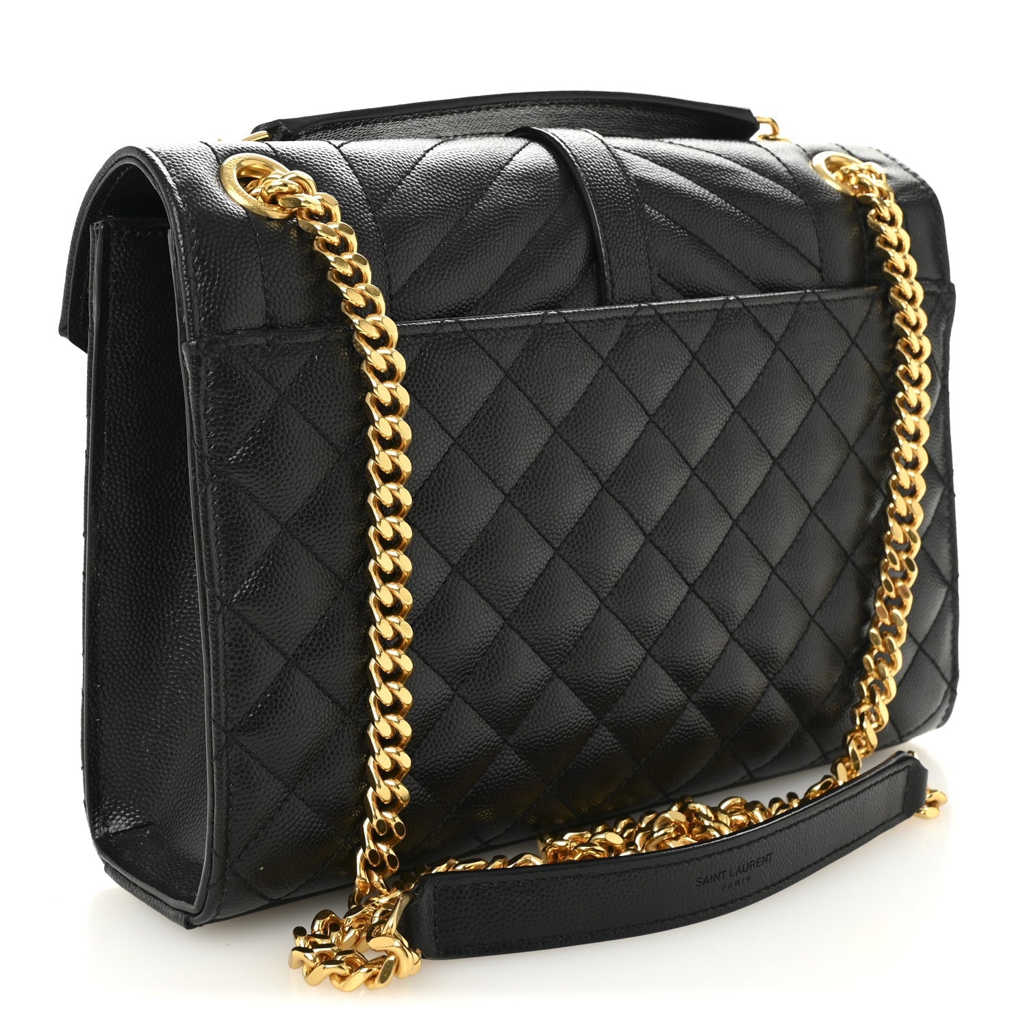 Grain De Poudre Textured Mixed Matelasse Triquilt Medium Monogram Satchel Black