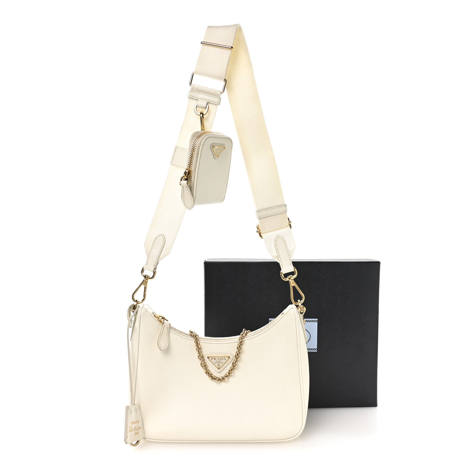 Saffiano Re-Edition 2005 Shoulder Bag White