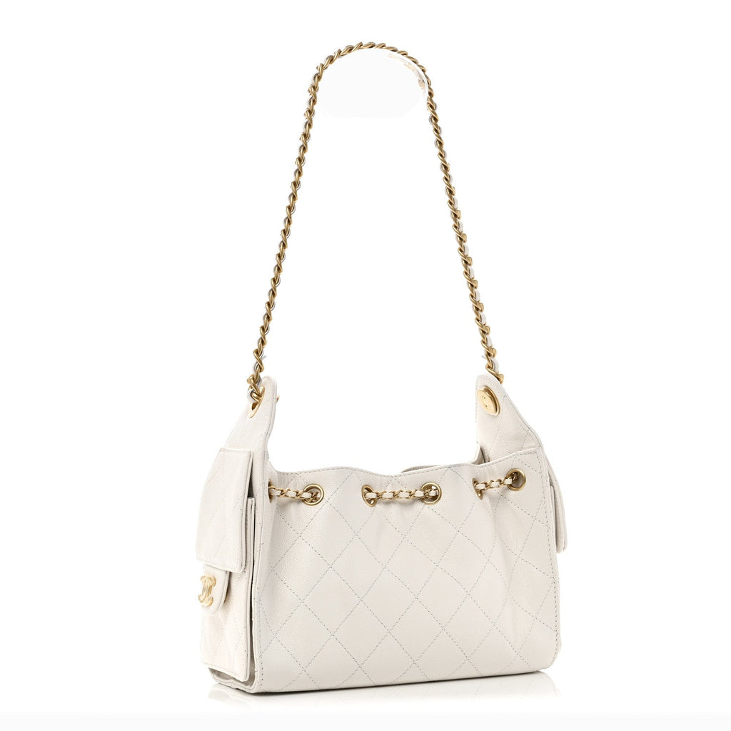 Caviar Quilted Mini Chanel 25 Handbag White