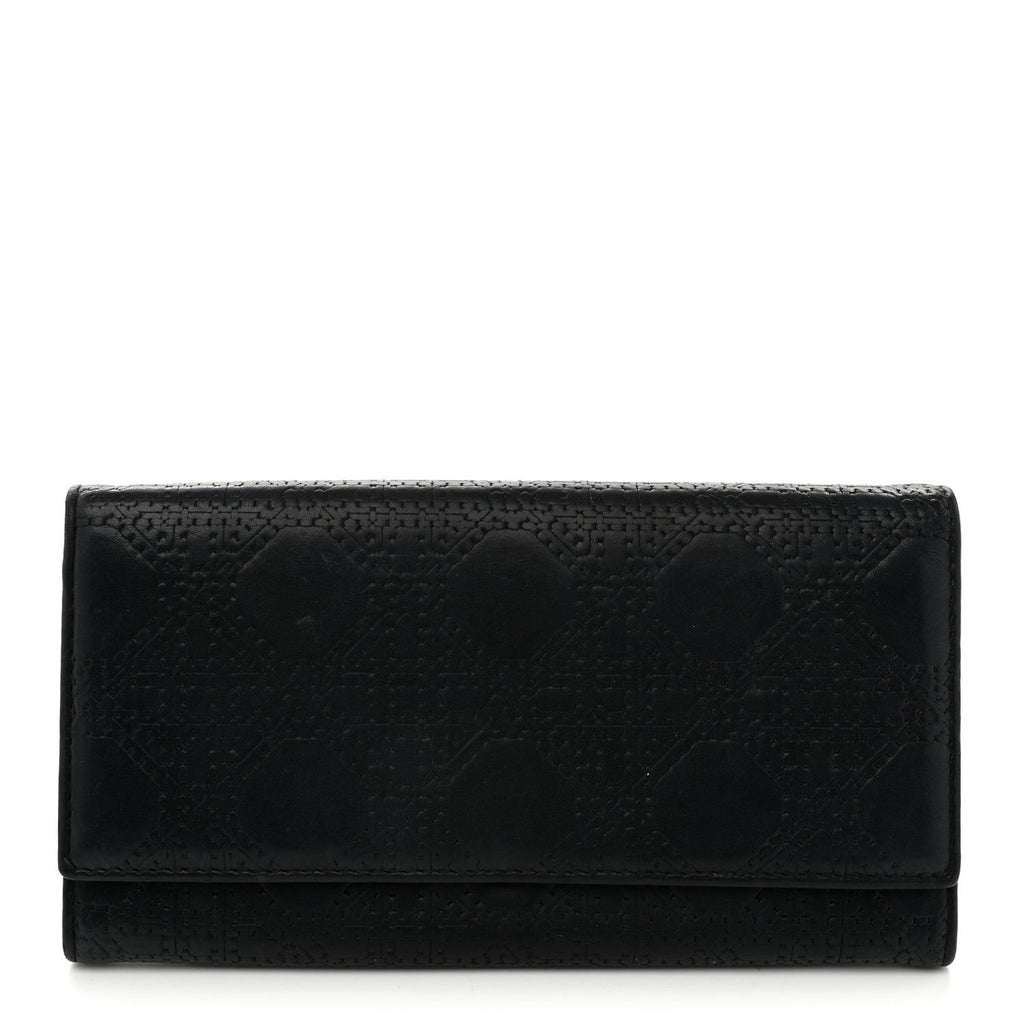 Calfskin Cannage Lady Dior Rendezvous Wallet Black