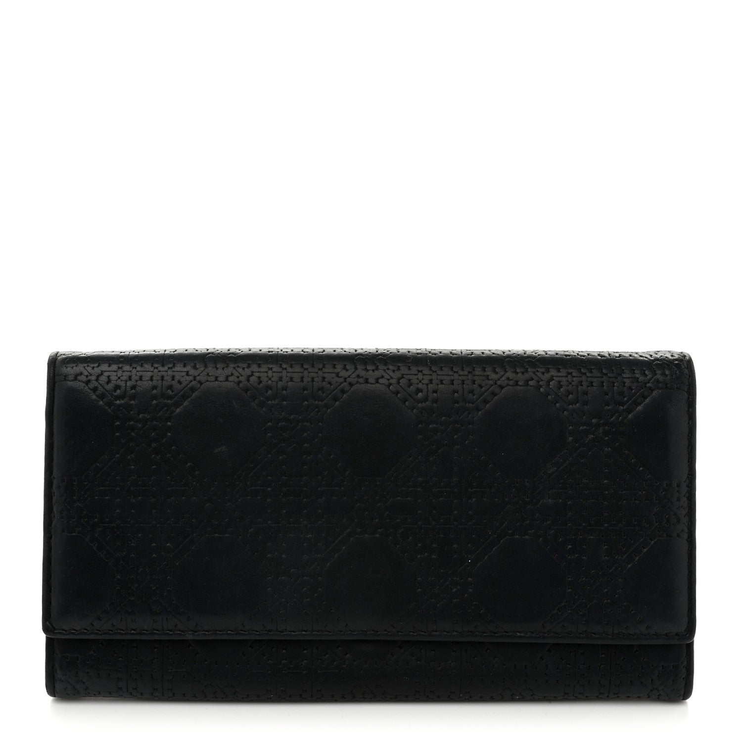 Calfskin Cannage Lady Dior Rendezvous Wallet Black
