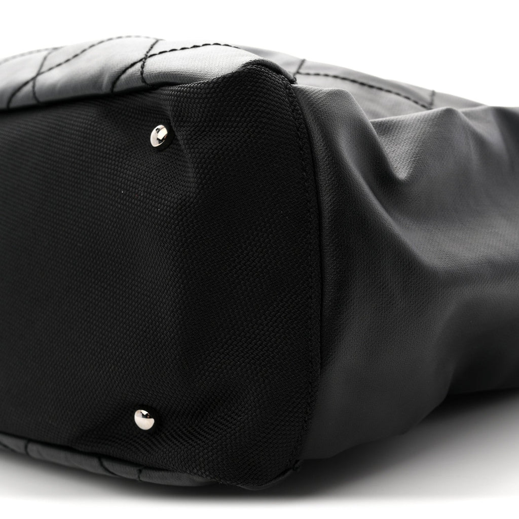 Coated Canvas Quilted Large Paris Biarritz Tote Black