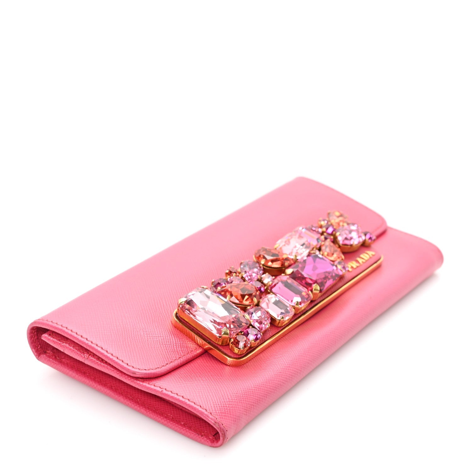 Saffiano Crystal Continental Flap Wallet Peonia