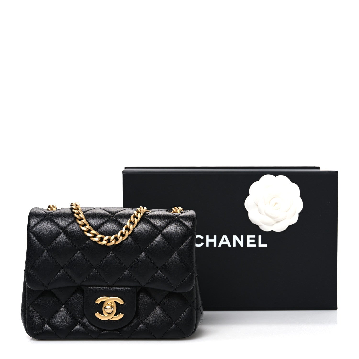 Lambskin Quilted Mini Sweet Camellia Flap Black