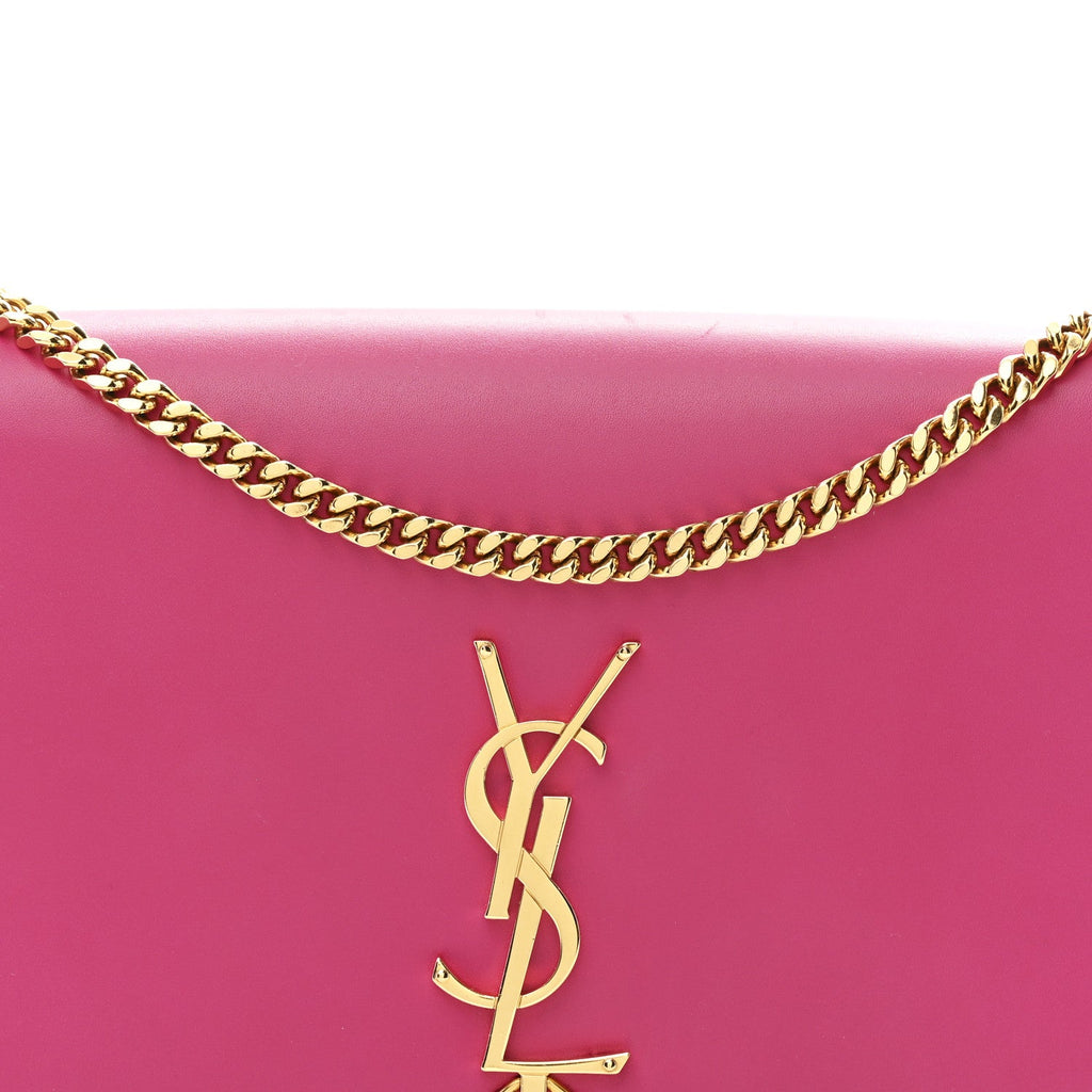 Smooth Calfskin Medium Classic Monogram Kate Tassel Satchel Fuchsia