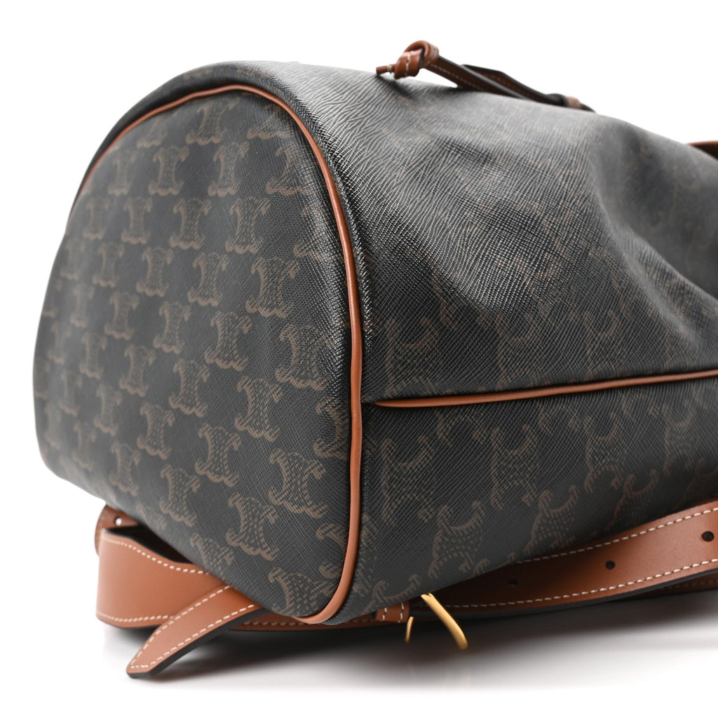 Triomphe Canvas Calfskin Folco Backpack Tan