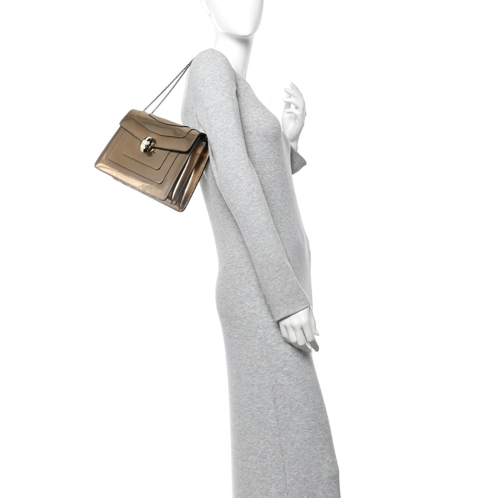 Metallic Calfskin Serpenti Forever Shoulder Bag Bronze