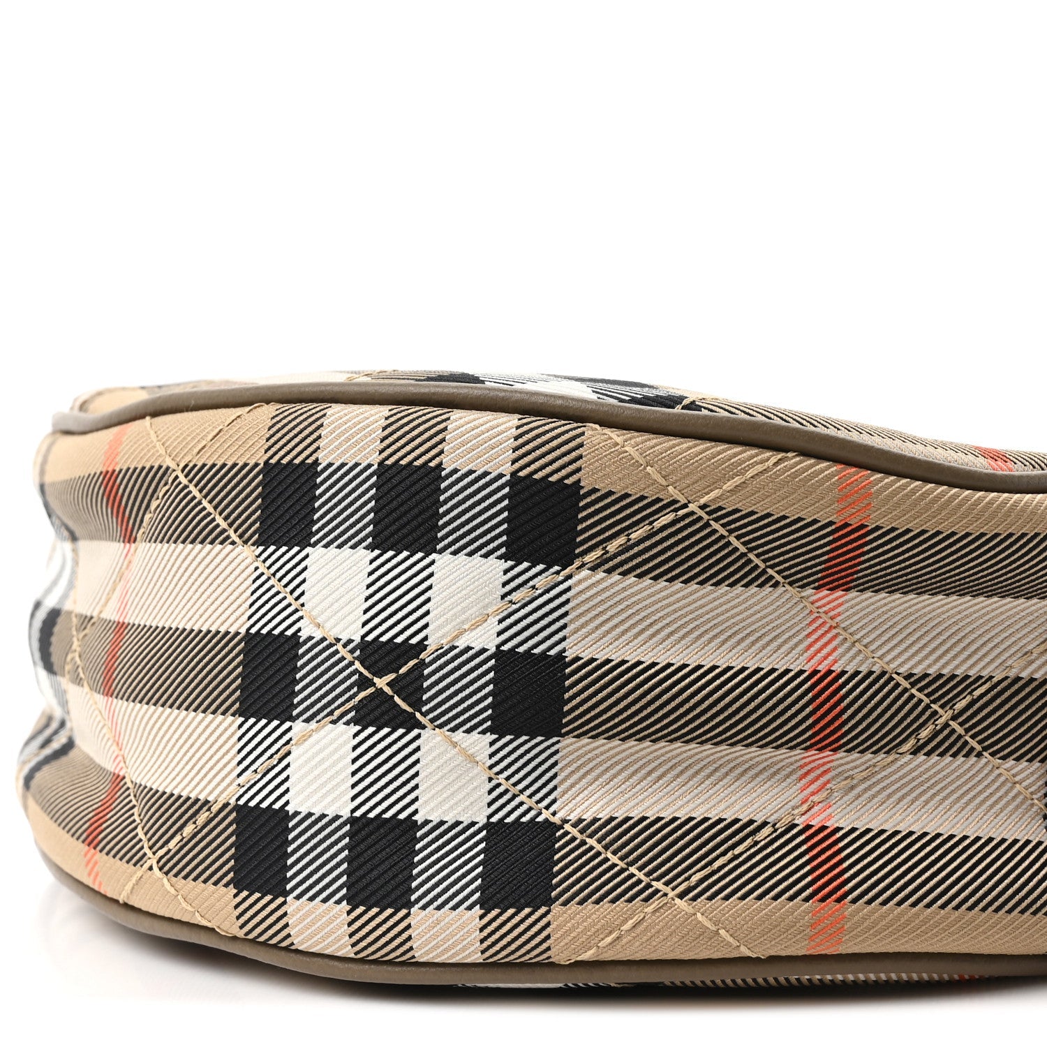 Nylon Check Horseshoe Crossbody Bag Sand Beige
