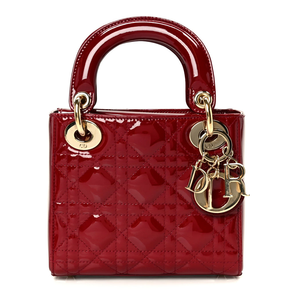 Patent Cannage Mini Lady Dior Red