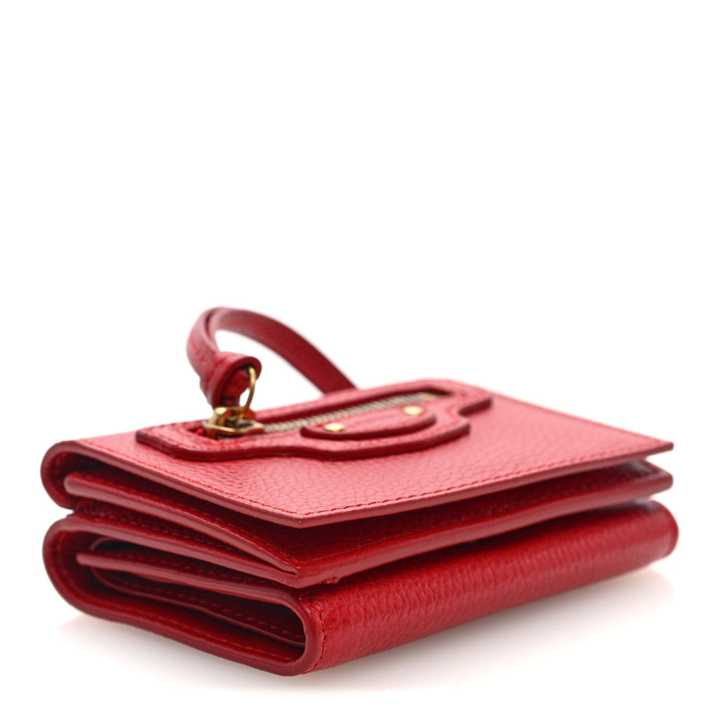 Chevre Gold Hardware City Mini Wallet Red
