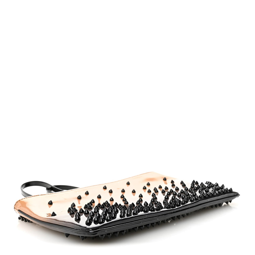 Patent Degrade Loubiposh Spiked Clutch Nude Black