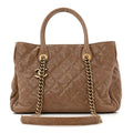Glazed Caviar Quilted Small Shiva Tote Beige