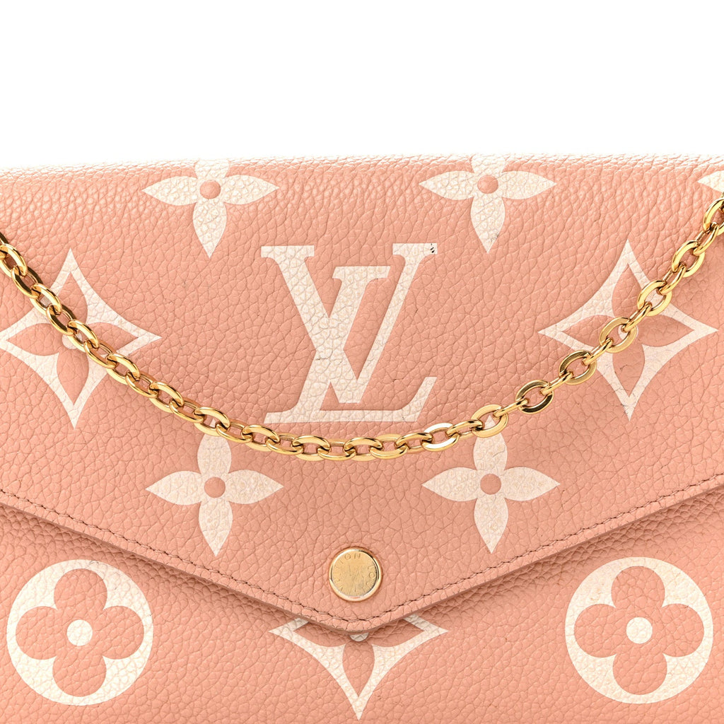 Empreinte Monogram Giant Felicie Pochette Chain Wallet Rose Trianon Creme
