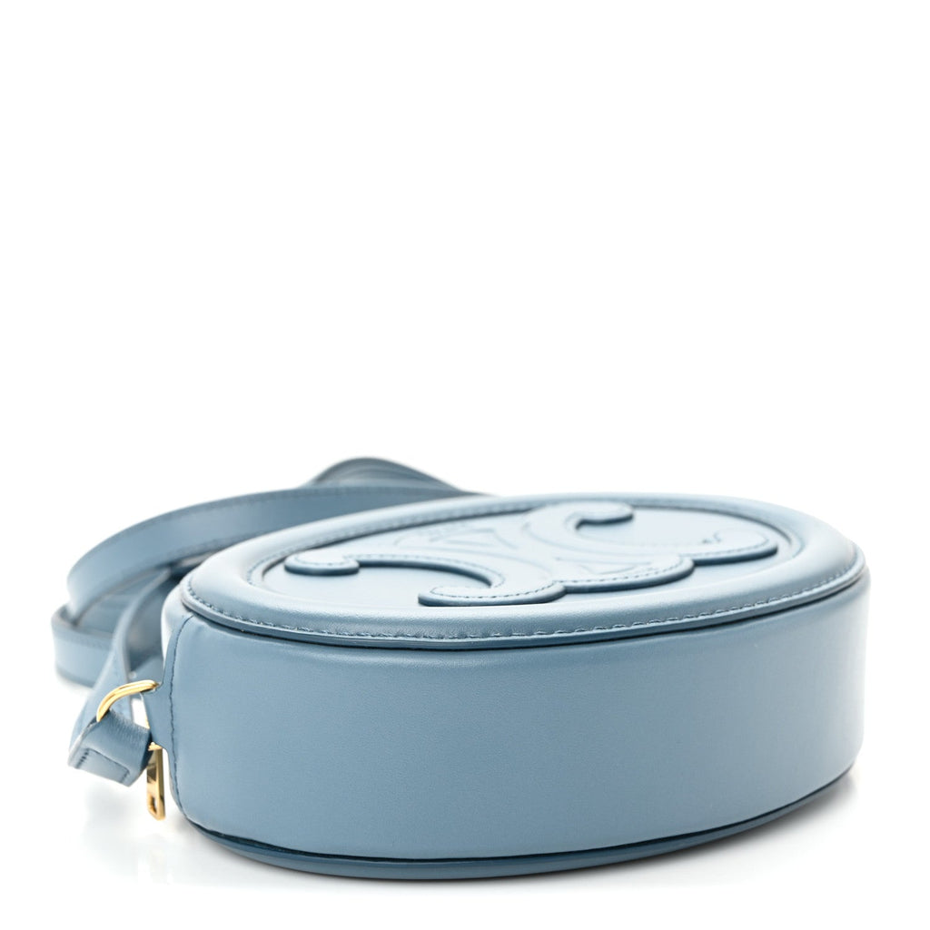 Smooth Calfskin Cuir Small Triomphe Oval Crossbody Purse Denim