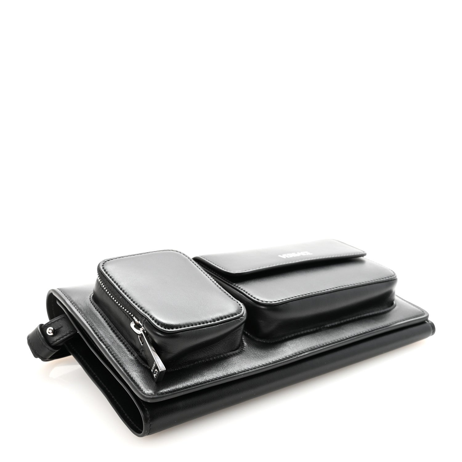 Calfskin Trifold Document Case Clutch Black