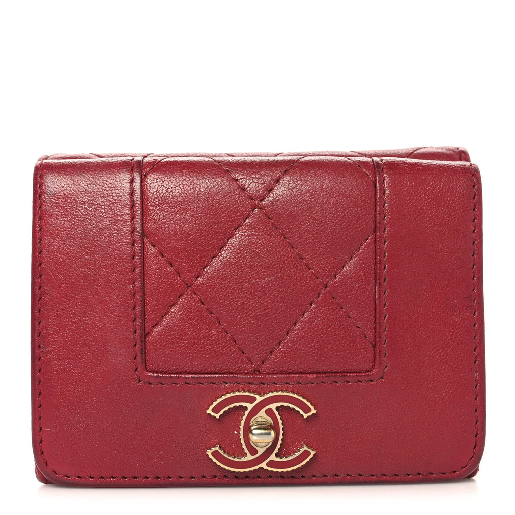 Caviar Quilted Vintage Mademoiselle Flap  Holder Dark Pink