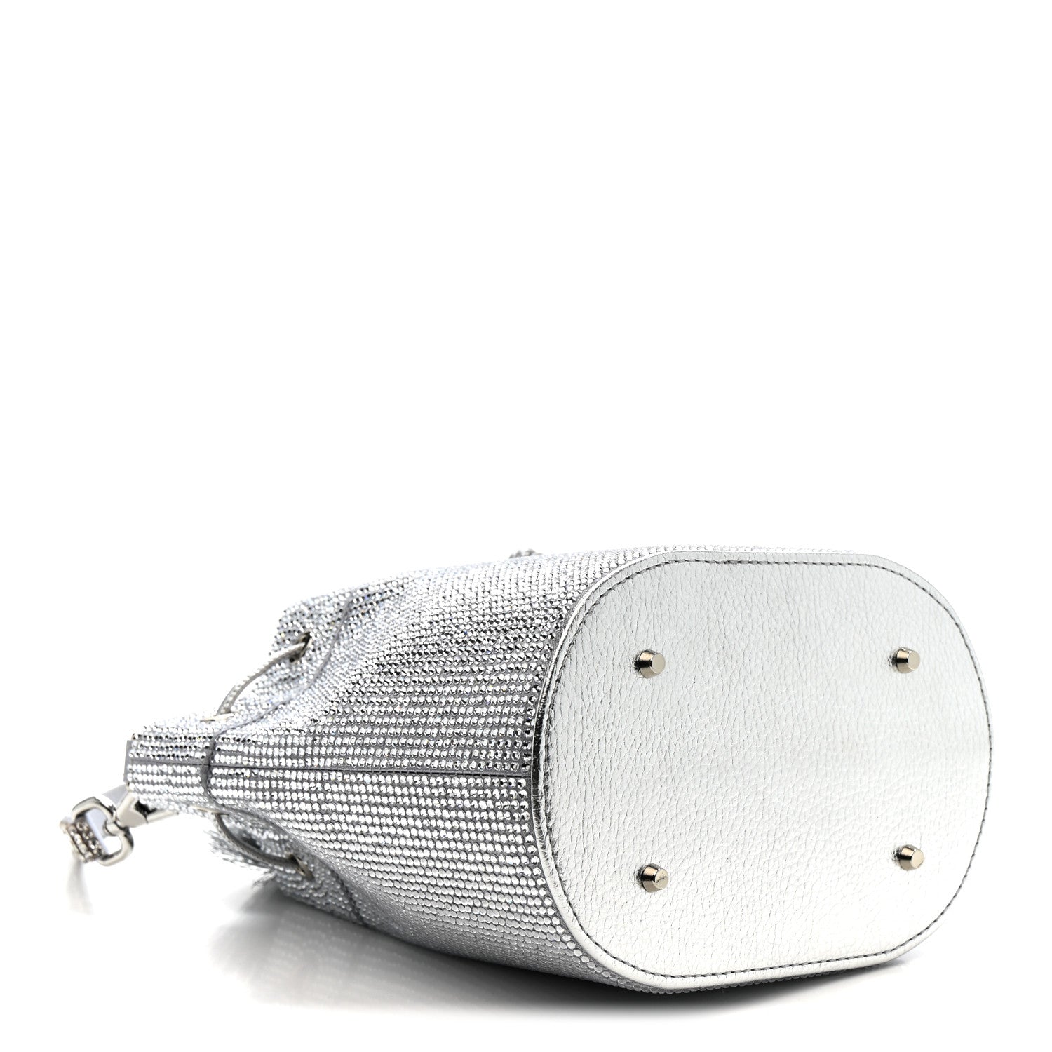 Satin Crystal Embellished Medium Piper Bucket  Silver Rhine