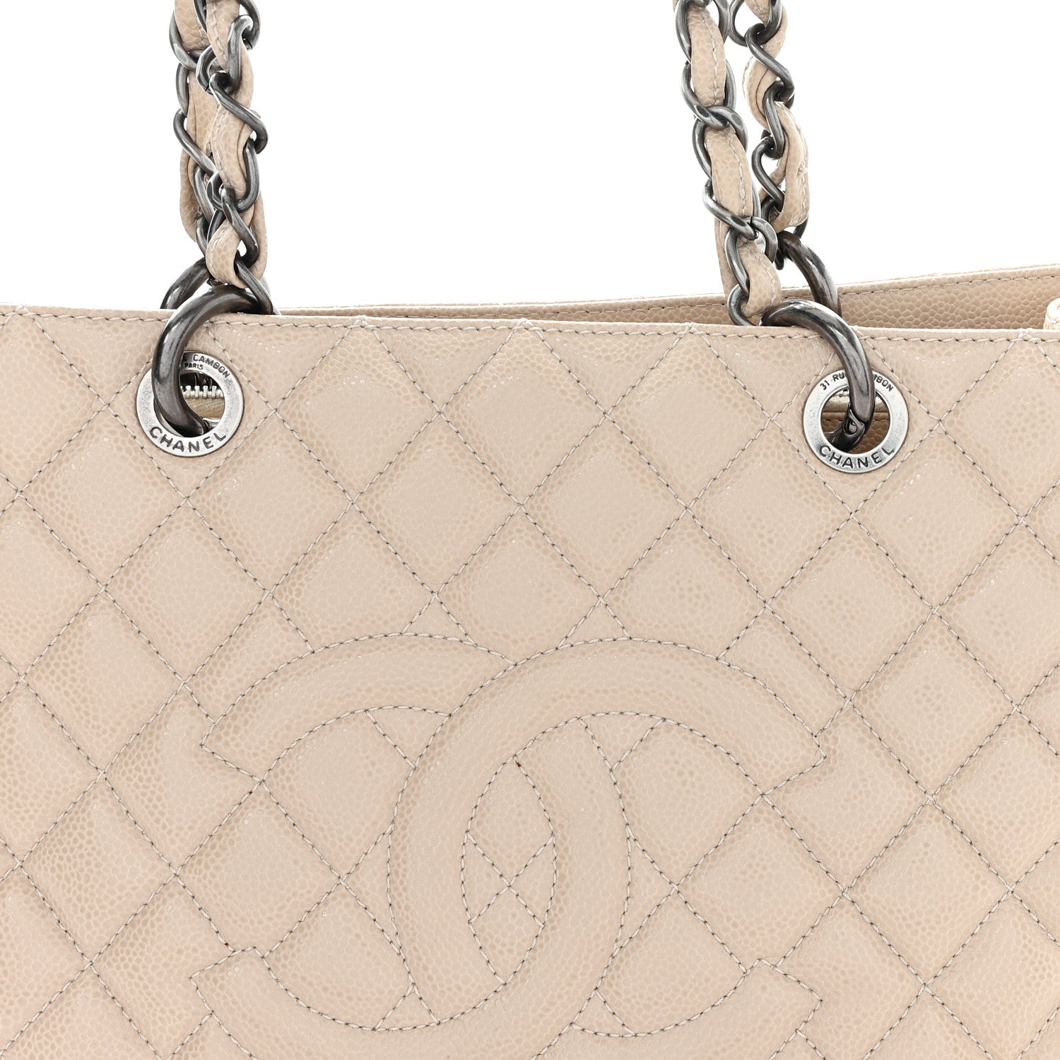 Caviar Quilted Grand Shopping Tote GST Beige