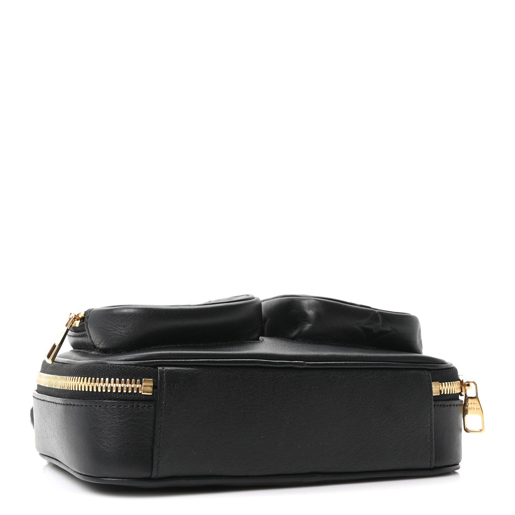 Calfskin Monogram Embossed Utility Crossbody Black