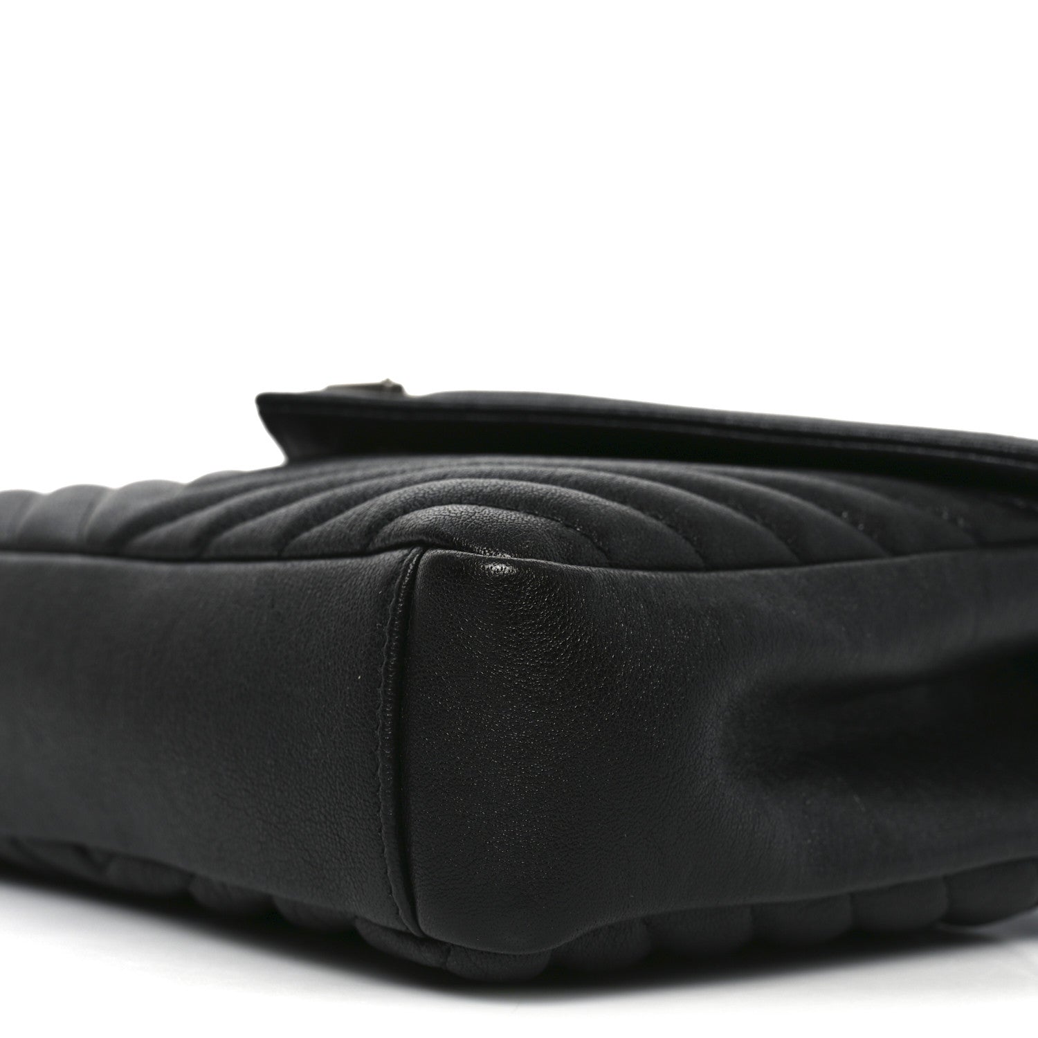 Sheepskin Matelasse Chevron Monogram Medium College Bag Black