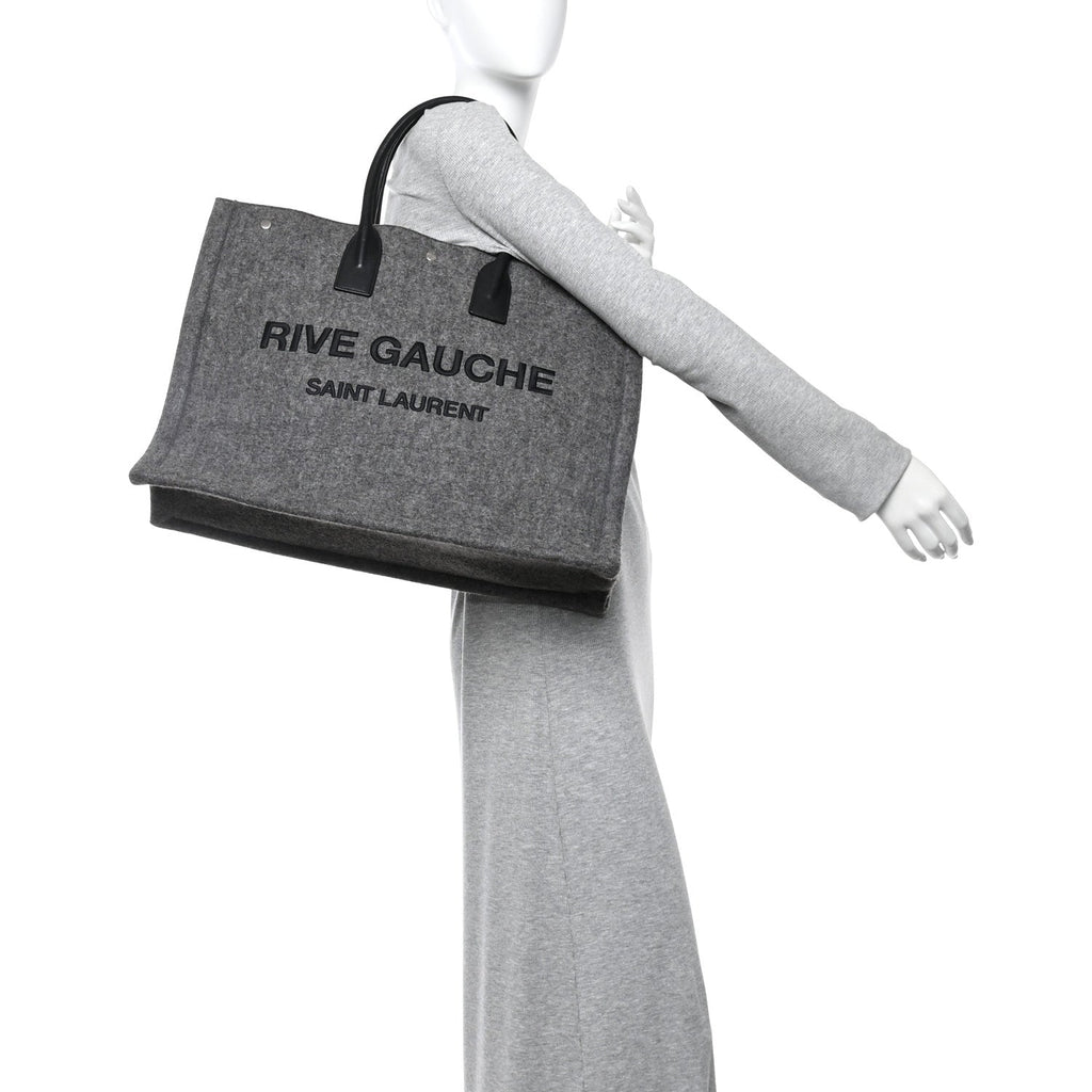 Wool Calfskin Rive Gauche Tote Grey