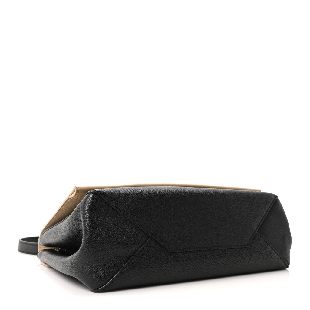 Soft Calfskin Lockme II Top Handle Vanille Black