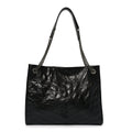 Crinkled Calfskin Matelasse Monogram Medium Niki Shopper Tote Black