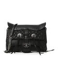 Goatskin Quilted Paris Dallas Saddle Bag Black