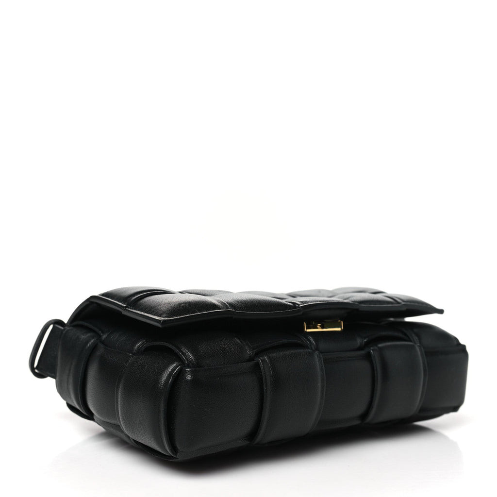 Nappa Maxi Intreccio Small Padded Cassette Crossbody Bag Black