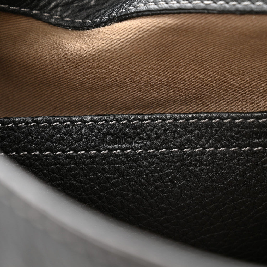 Grained Calfskin Medium Marcie Saddle Bag Black