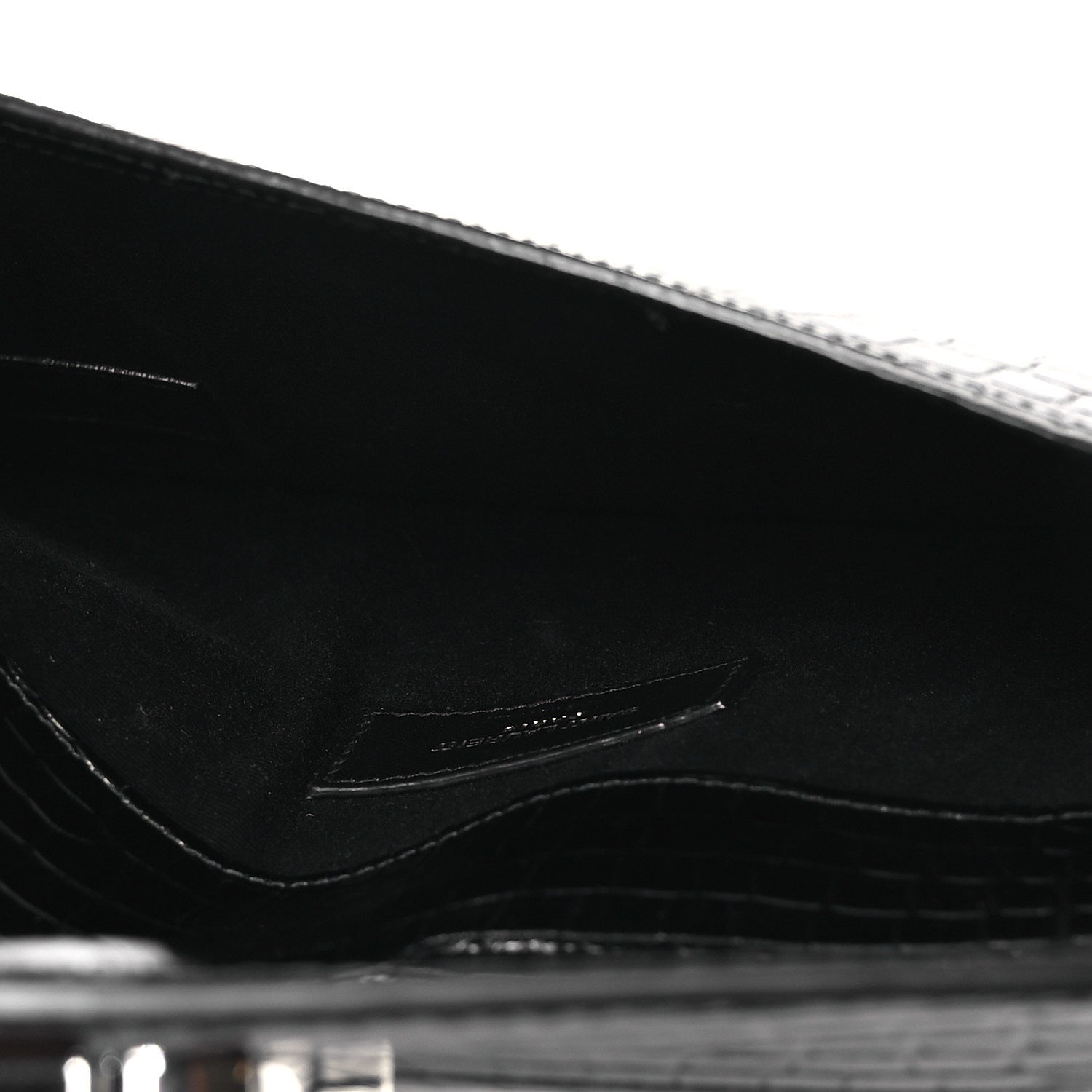 Calfskin Crocodile Embossed Uptown Monogram Clutch Black