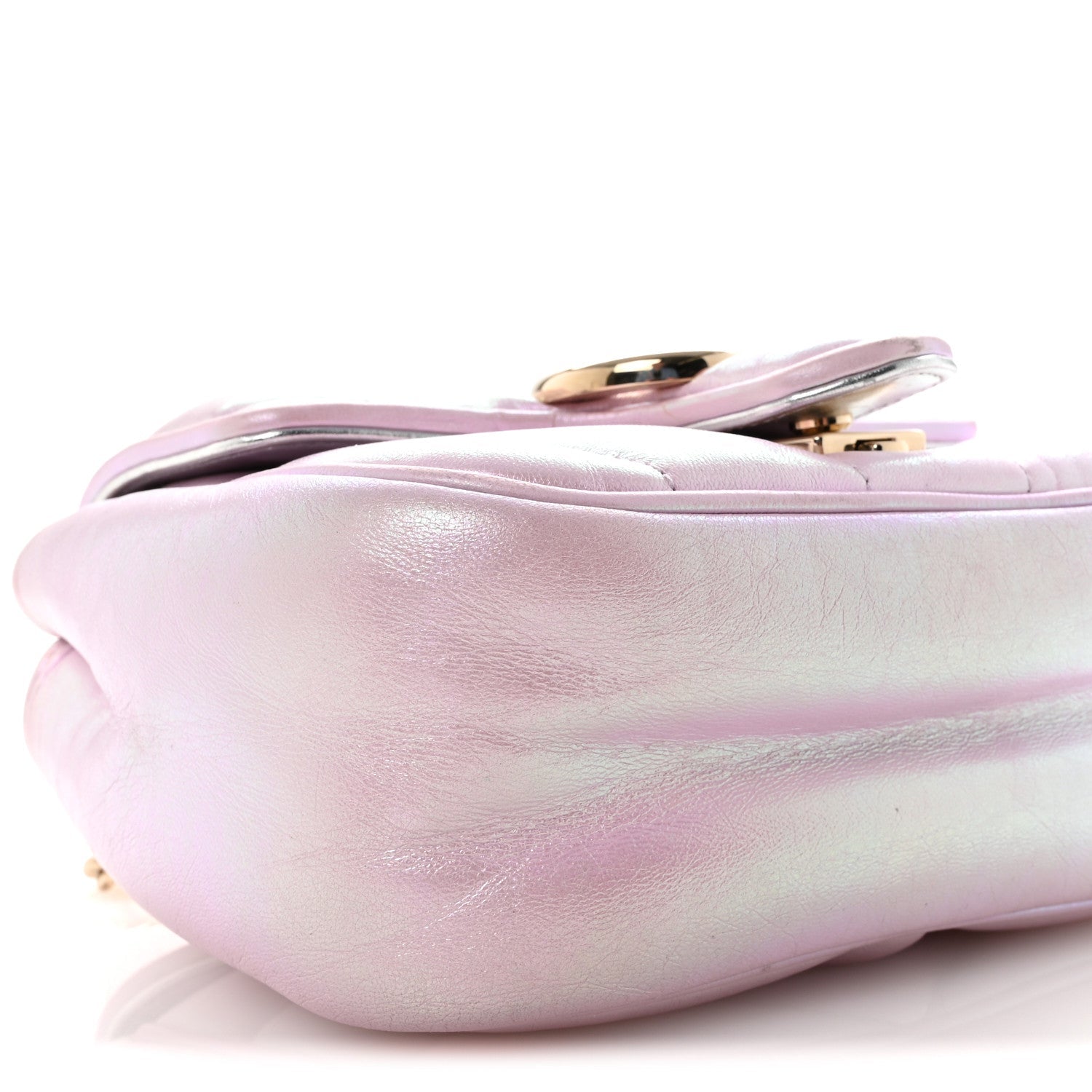 Iridescent Nappa Chevron Matelasse Mini GG Marmont Shoulder Bag Iridescent Escape Pink