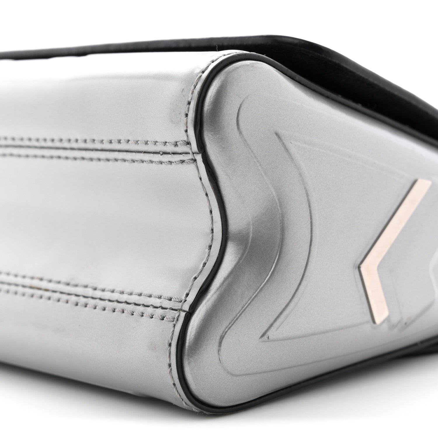 Calfskin Monogram Spaceship Embossed Twist Shoulder Bag PM Argent
