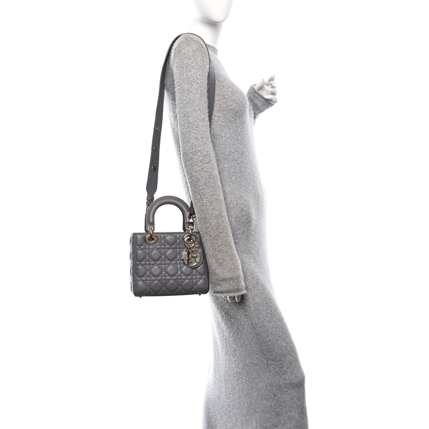 Lambskin Cannage Small Lucky Badges My Lady Dior Grey
