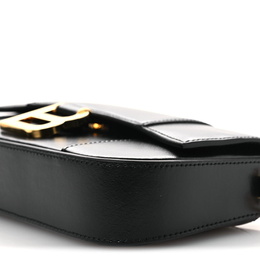 Natural Smooth Calfskin Small Hourglass Sling Bag Black