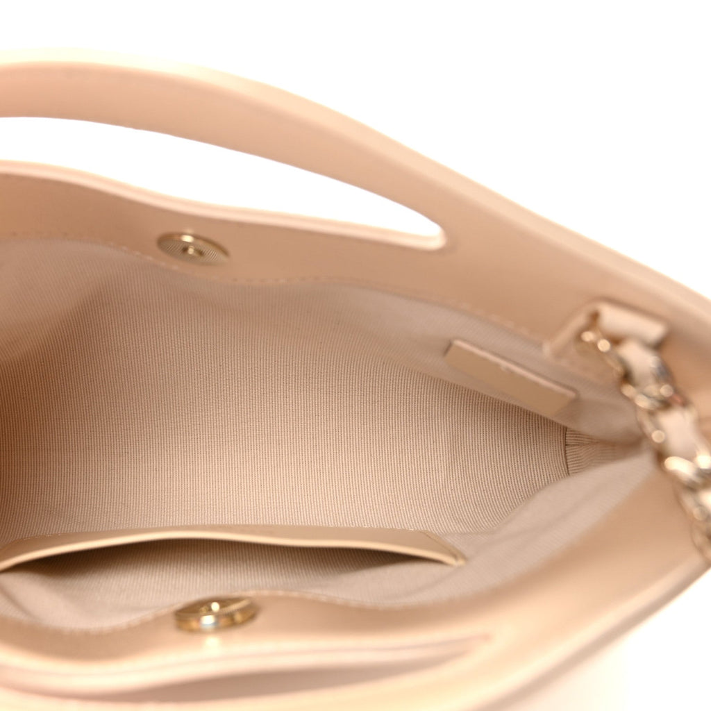 Shiny Crumpled Calfskin Quilted Nano 31 Shopping Bag Beige